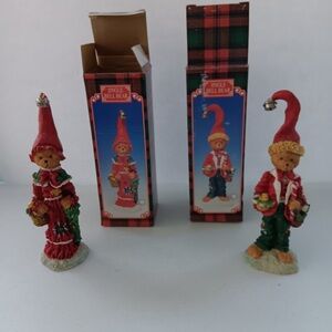 Festive Jingle Bell Bear Figurine in Red and Green